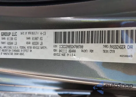 2013 Dodge Avenger Se from USA, damaged, VIN 1C3CDZAB5DN700700